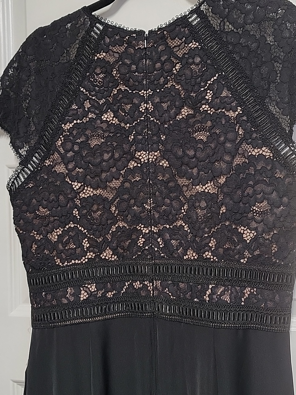 TADASHI SHOJI NWT LACE & CREPE A-LINE GOWN BLACK/NUDE SZ 16 $358 Retail - Picture 11 of 16